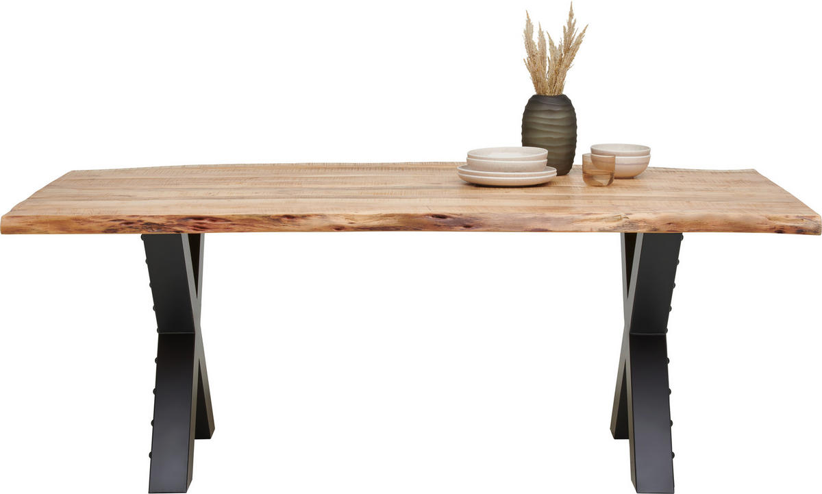 ESSTISCH in Holz, Metall 200/100/76 cm   - Schwarz/Akaziefarben, Design, Holz/Metall (200/100/76cm) - Ambia Home