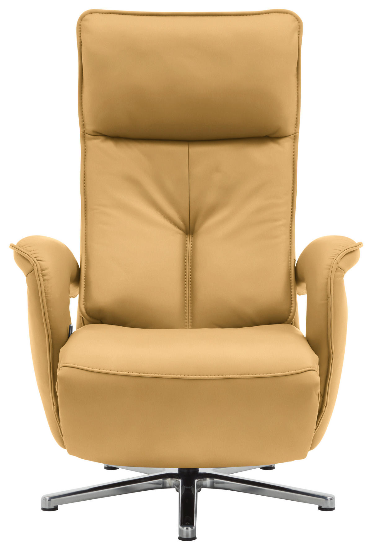 RELAXSESSEL in Leder Gelb  - Chromfarben/Gelb, Design, Leder/Metall (77/110/87cm) - Valdera