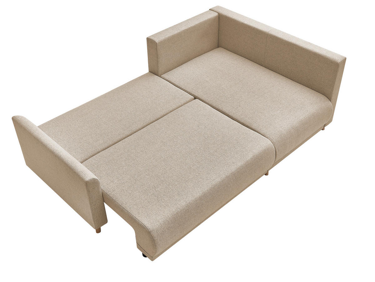 ECKSOFA MILOS Beige Flachgewebe, Struktur Rückenkissen, Bettkasten, Schlaffunktion, Rücken echt  - Beige/Naturfarben, Design, Textil (224/148cm) - P & B