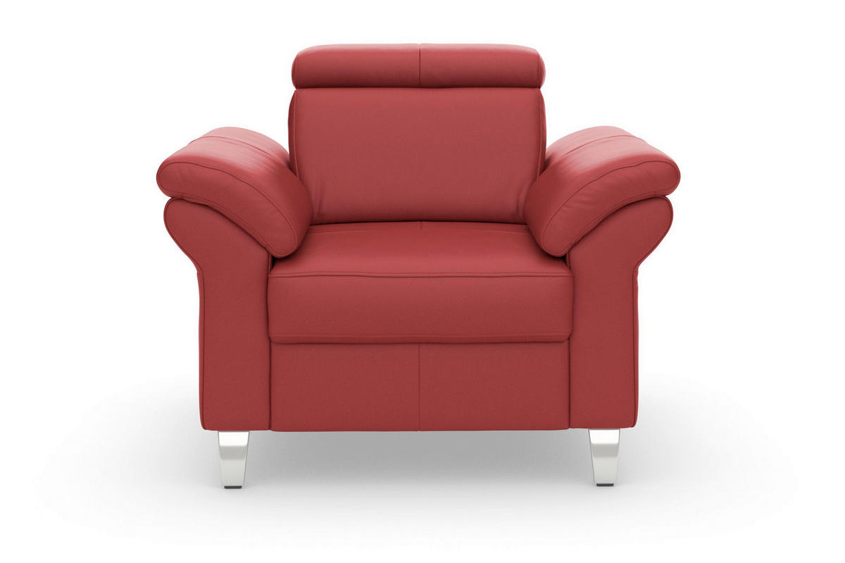 SESSEL in Echtleder Rot  - Chromfarben/Rot, Basics, Leder/Metall (101/84/93cm) - Sit & More