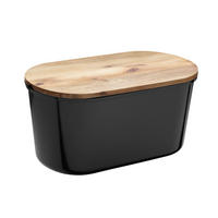 BROTBOX - Schwarz/Akaziefarben, Trend, Holz/Kunststoff (37/21,5/17,2cm) - Echtwerk