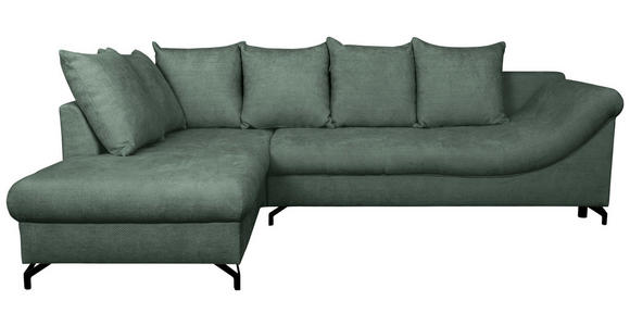 ECKSOFA Dunkelgrün Struktur  inkl. Rückenkissen, Bettkasten, Schlaffunktion, Rücken echt, Liegefläche im Originalstoff  - Dunkelgrün/Schwarz, KONVENTIONELL, Textil/Metall (194/274cm) - Carryhome
