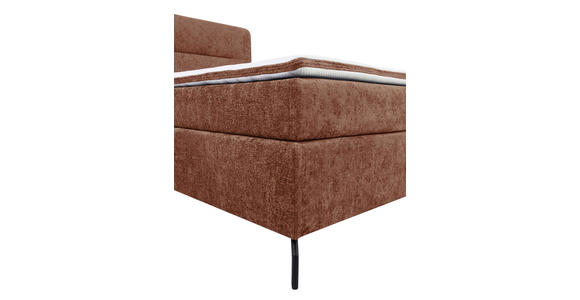 BOXSPRINGBETT 180/200 cm,  in Rotbraun, Topper, H3 + H3 = fest  - Rotbraun/Schwarz, Design, Textil/Metall (180/200cm) - Esposa