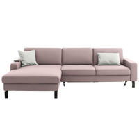 ECKSOFA  in Cord Rosa Rücken echt, Sitztiefenverstellung  185/298 cm  - Schwarz/Rosa, Design, Textil/Metall (185/298cm) - Pure Home Lifestyle