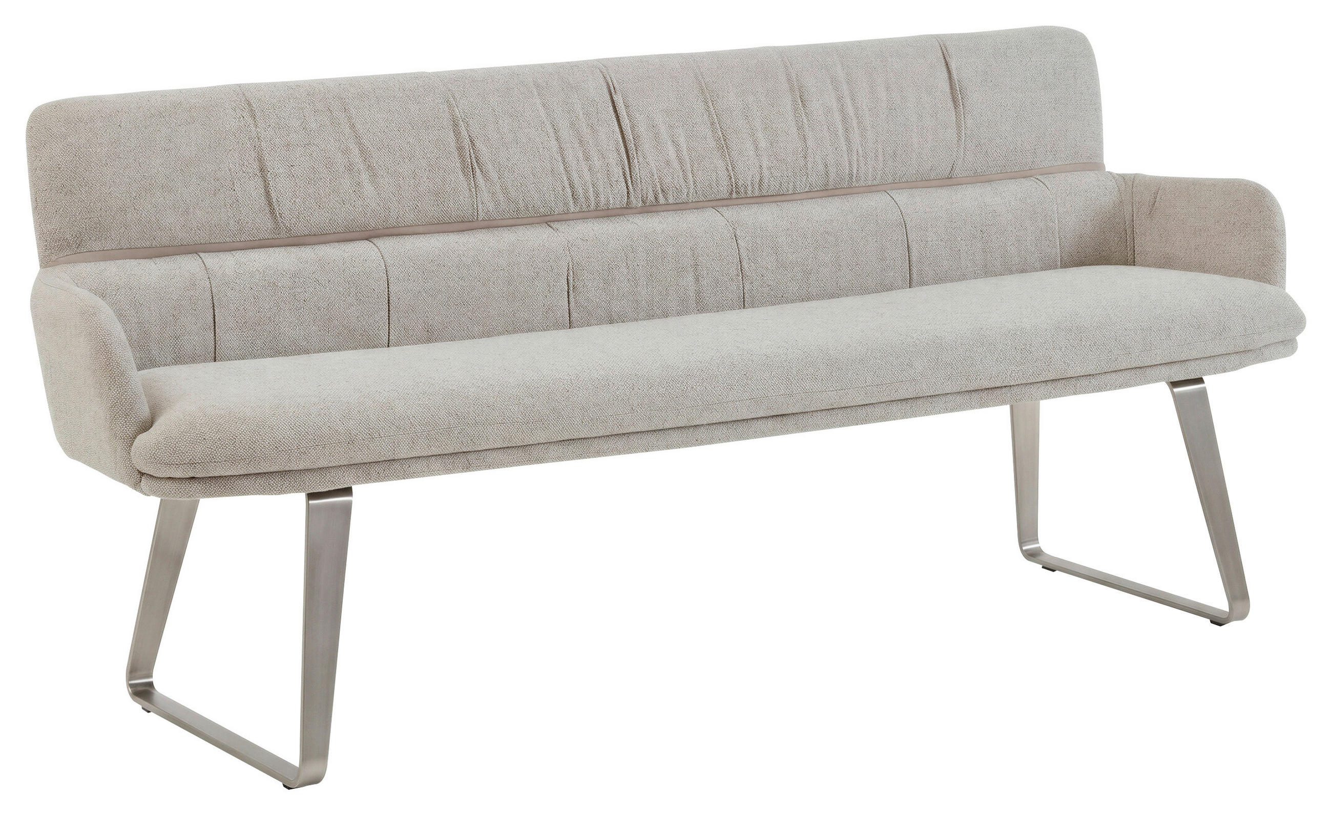 SITZBANK 200/86/68 cm Mikrofaser Naturfarben  - Silberfarben/Naturfarben, Design, Textil/Metall (200/86/68cm) - Valdera