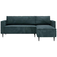 ECKSOFA in Cord Petrol  - Petrol/Schwarz, Design, Textil/Metall (223/151cm) - Livetastic