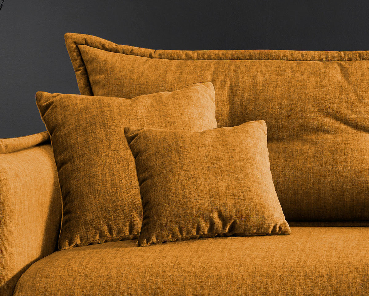 ECKSOFA in Velours Gelb  - Gelb/Multicolor, Modern, Textil/Metall (255/180cm) - Livetastic