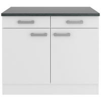 KÜCHENUNTERSCHRANK 100/84,8/60 cm  in Weiß  - Anthrazit/Buchefarben, Basics, Holzwerkstoff/Metall (100/84,8/60cm) - Optifit