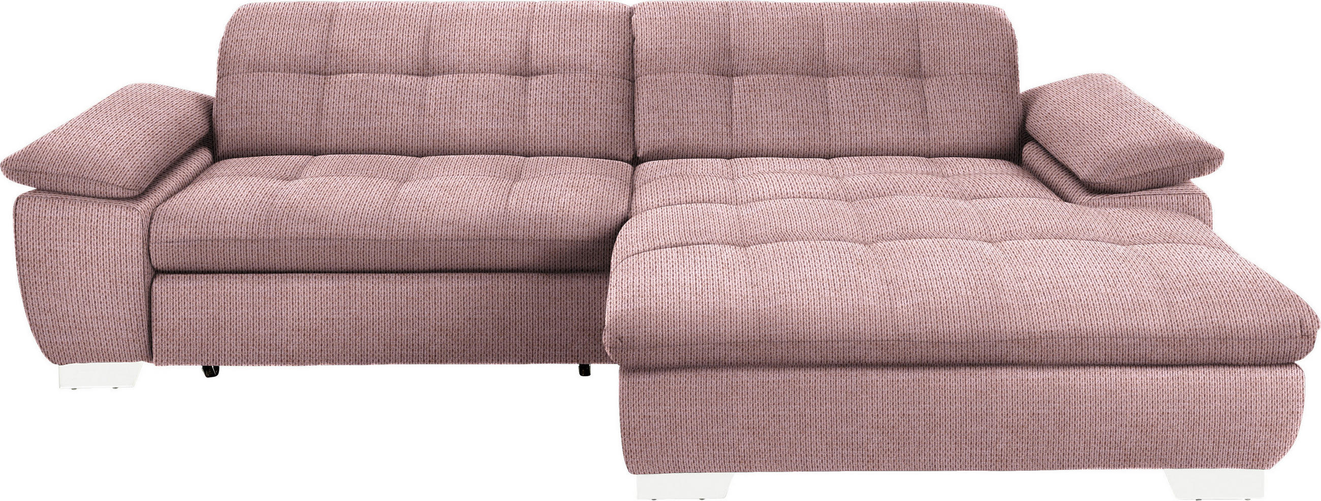 ECKSOFA in Mikrofaser Altrosa  - Chromfarben/Altrosa, Design, Textil/Metall (265/180cm) - Carryhome