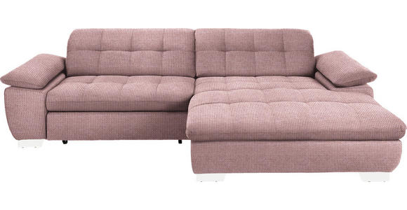 ECKSOFA in Mikrofaser Altrosa 265/180 cm - Chromfarben/Altrosa, Design, Textil/Metall (265/180cm) - Carryhome