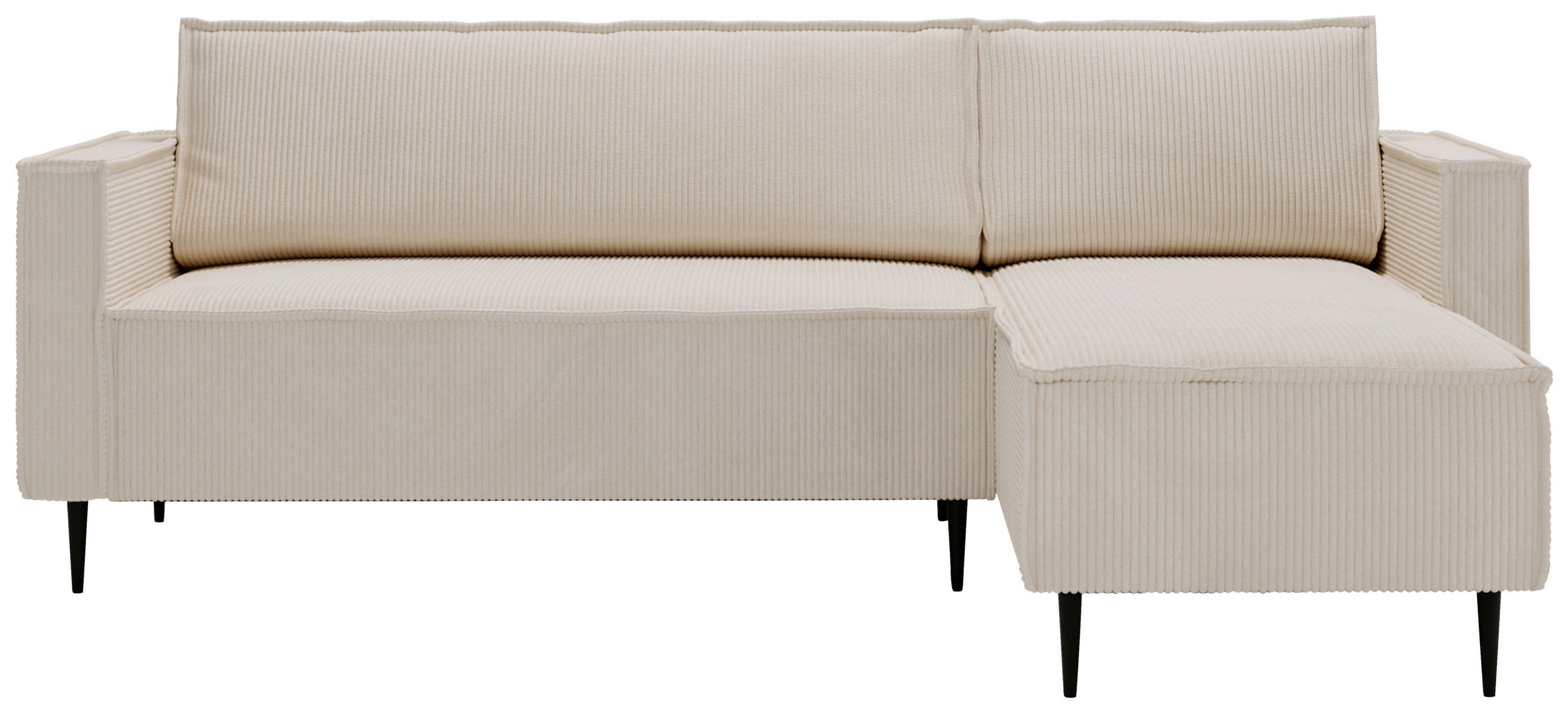 ECKSOFA Beige Cord  - Beige/Schwarz, Design, Textil/Metall (223/151cm) - Livetastic