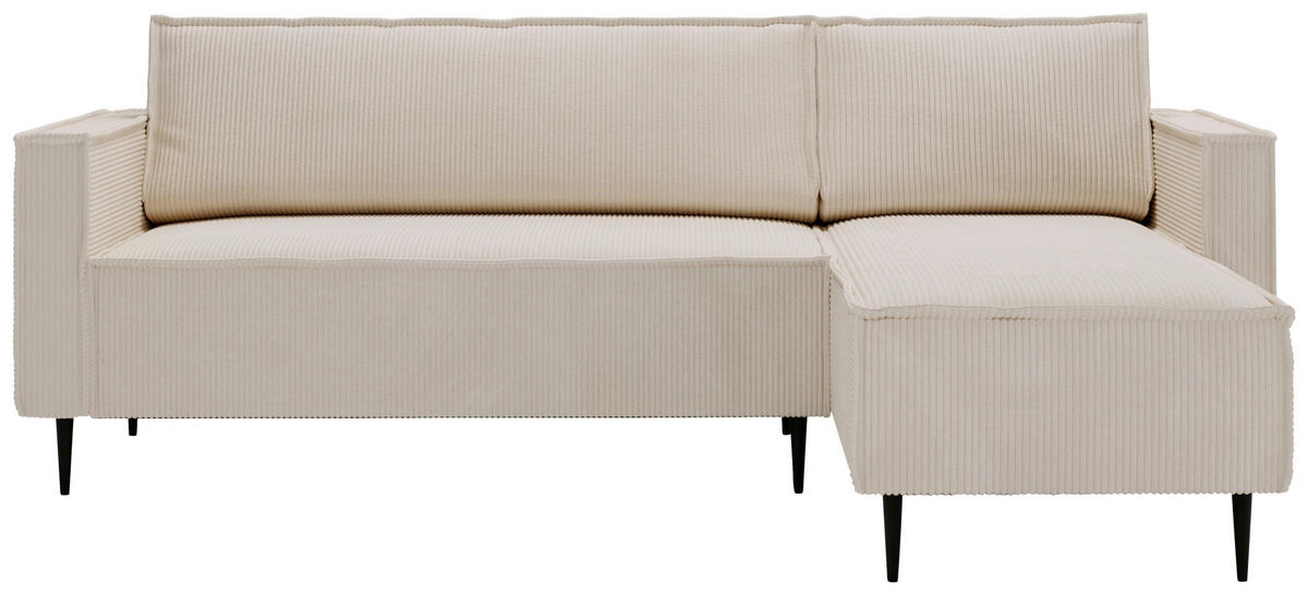 ECKSOFA in Cord Beige  - Beige/Schwarz, Design, Textil/Metall (223/151cm) - Livetastic
