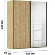 SCHWEBETÜRENSCHRANK 180/223/68 cm 2-türig Eichefarben  - Eichefarben/Schwarz, Design, Holz/Holzwerkstoff (180/223/68cm) - Novel