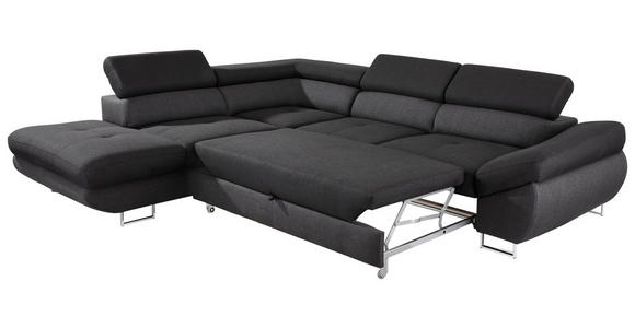 WOHNLANDSCHAFT in Textil Dunkelgrau, Schwarz - Dunkelgrau/Schwarz, Design, Textil/Metall (235/280cm) - Hom`in