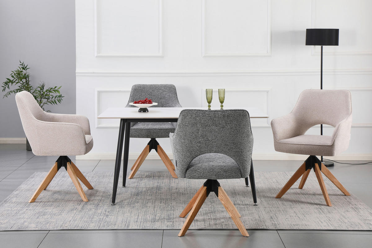 ARMLEHNSTUHL  Sitzfläche 360° drehbar Webstoff  Grau, Eichefarben  - Eichefarben/Grau, MODERN, Holz/Textil (60/89/65,5cm) - Livetastic