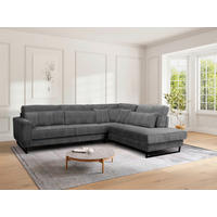 ECKSOFA ICON Anthrazit Cord Zierkissen, Rückenkissen, Nierenkissen  - Anthrazit/Schwarz, KONVENTIONELL, Textil/Metall (284/253cm) - Livetastic