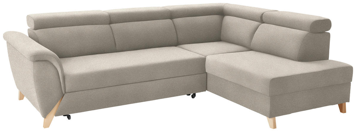 ECKSOFA  in Chenille Beige  265/200 cm  - Beige/Naturfarben, KONVENTIONELL, Holz/Textil (265/200cm) - Stylife