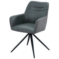 ARMLEHNSTUHL  Sitzfläche 360° drehbar, inklusive Armlehnen Webstoff Echtleder  Grau, Schwarz  - Schwarz/Grau, MODERN, Leder/Textil (57/86/62cm) - Livetastic