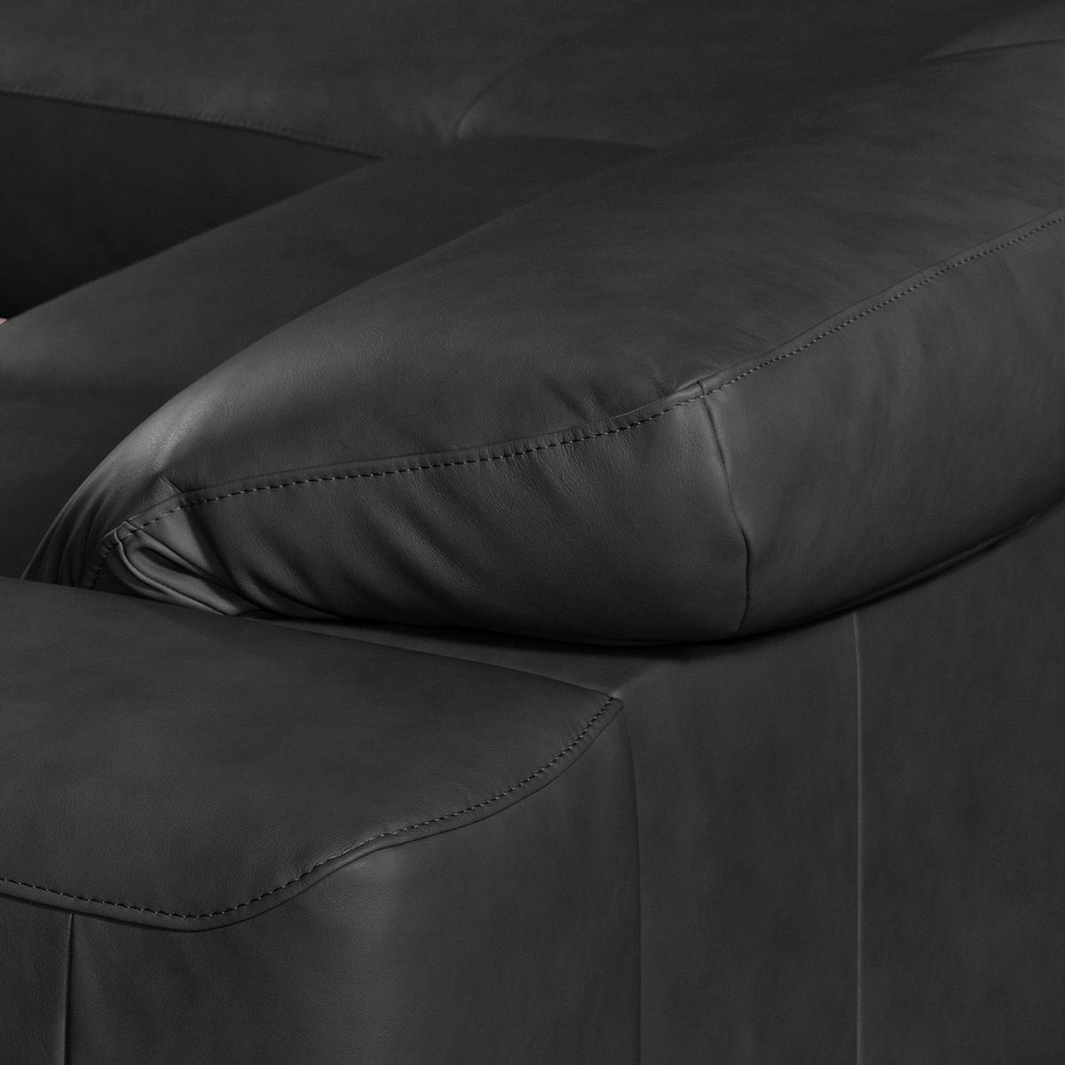 ECKSOFA  in Echtleder Schwarz  187/295 cm  - Chromfarben/Schwarz, Design, Leder/Metall (187/295cm) - Livetastic