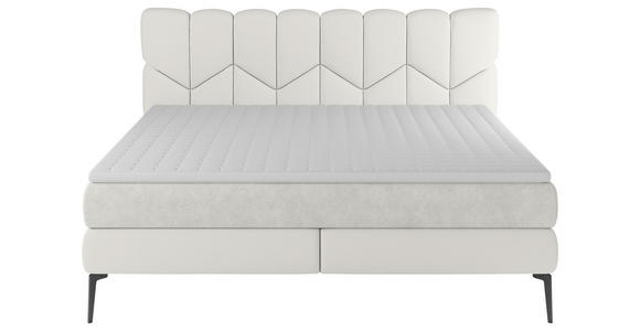 BOXSPRINGBETT 180/200 cm  in Weiß  - Schwarz/Weiß, Design, Leder/Textil (180/200cm) - Esposa