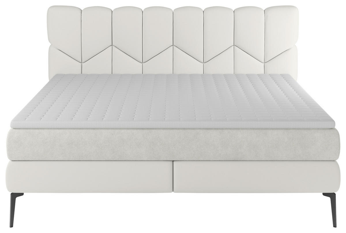 BOXSPRINGBETT 180/200 cm  in Weiss  - Weiss/Schwarz, Design, Leder/Textil (180/200cm) - Esposa