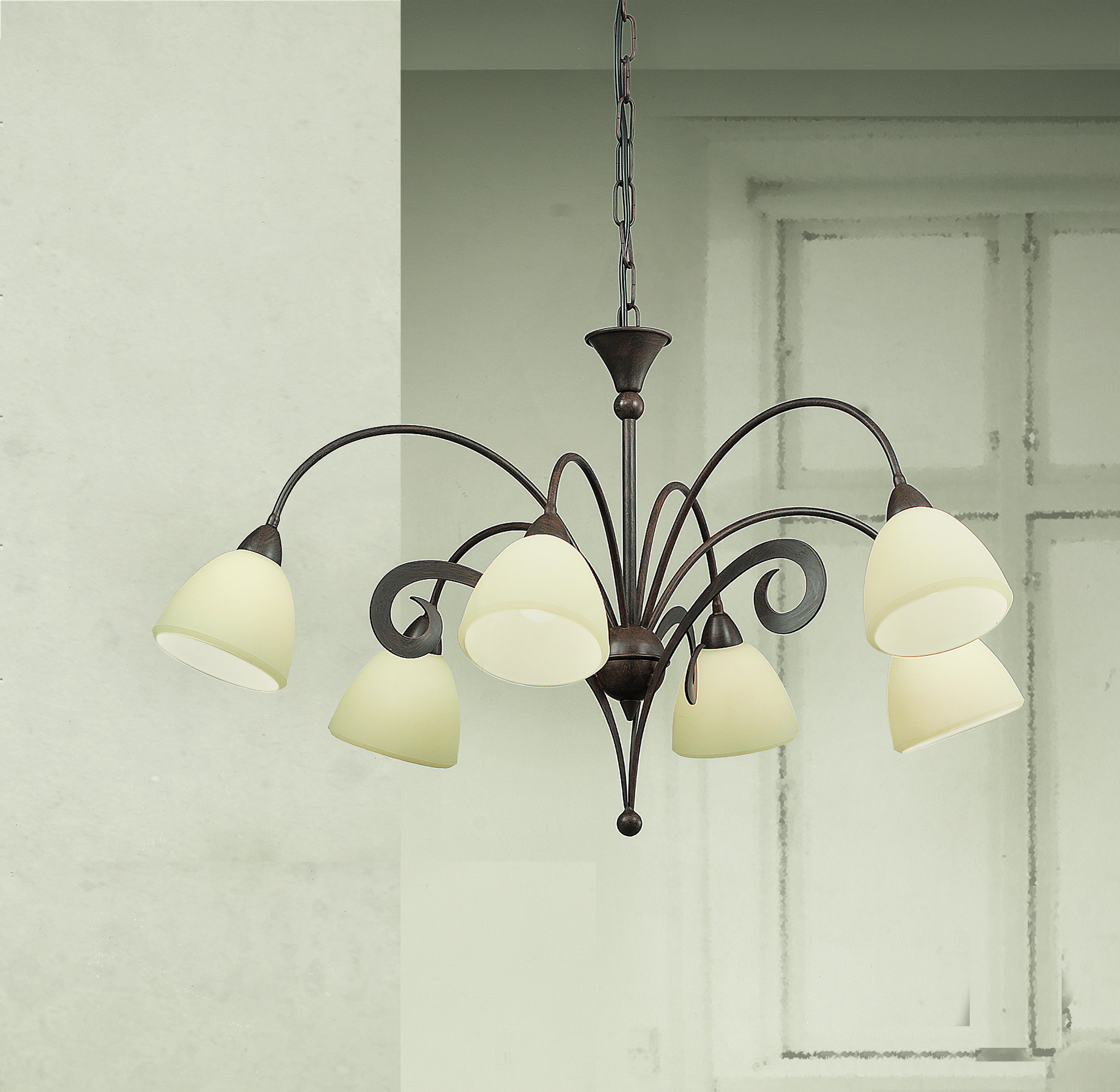 HÄNGELEUCHTE 80/100 cm  - Creme/Weiß, KONVENTIONELL, Glas/Metall (80/100cm)