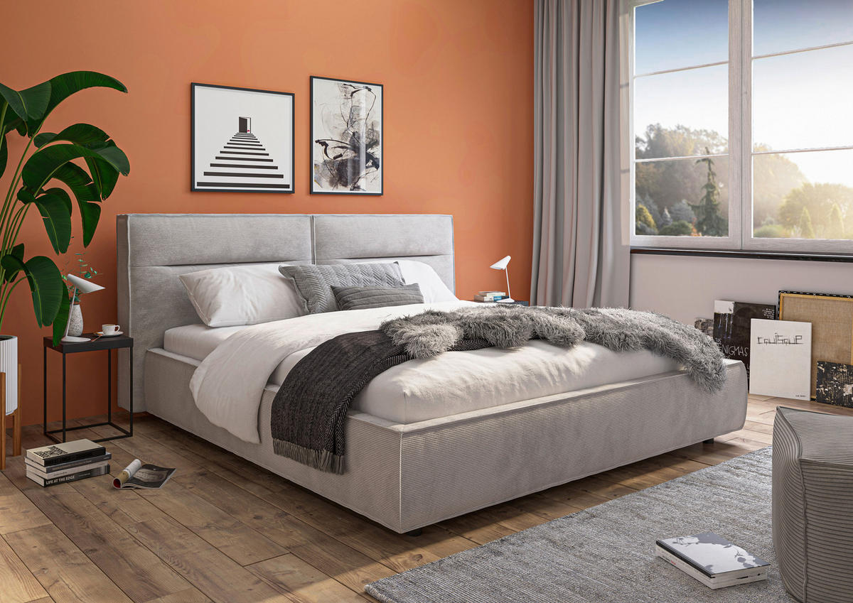 POLSTERBETT 180/200 cm  in Silberfarben  - Silberfarben/Schwarz, Design, Kunststoff/Textil (180/200cm) - Lomoco