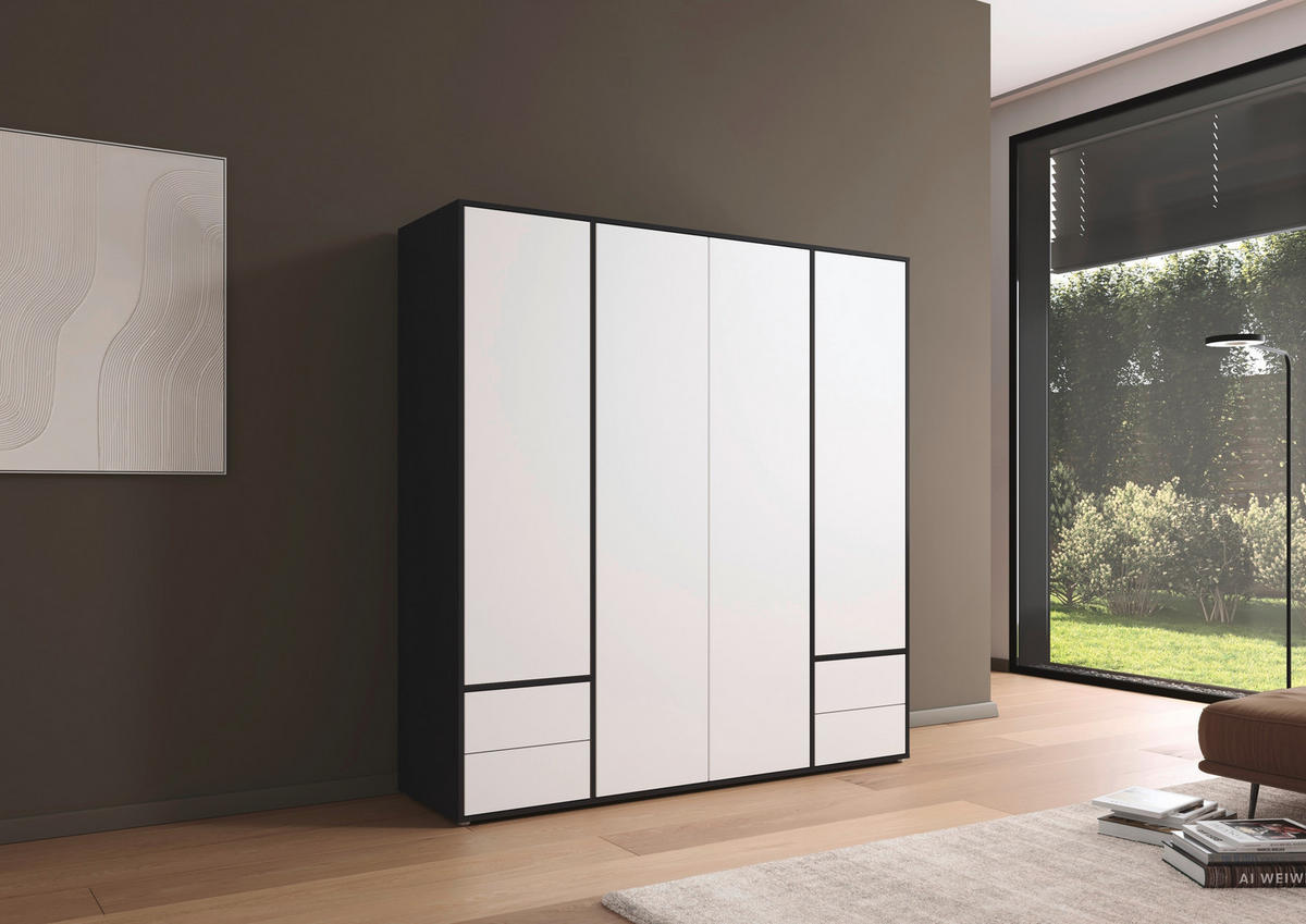 DREHTÜRENSCHRANK in Grau, Weiss  - Weiss/Grau, Modern, Holzwerkstoff (187/194/53cm) - Rauch Möbel