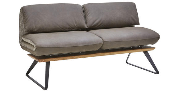 SITZBANK in Holz, Textil, Leder Anthrazit, Braun, Beige - Anthrazit/Beige, Design, Leder/Holz (164/83-113/74-106cm) - Ambiente