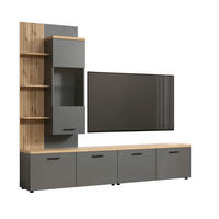 WOHNWAND 240/212/40 cm 3-teilig  in Anthrazit, Eichefarben  240/212/40 cm    - Eichefarben/Anthrazit, Design, Glas/Holzwerkstoff (240/212/40cm) - MID.YOU