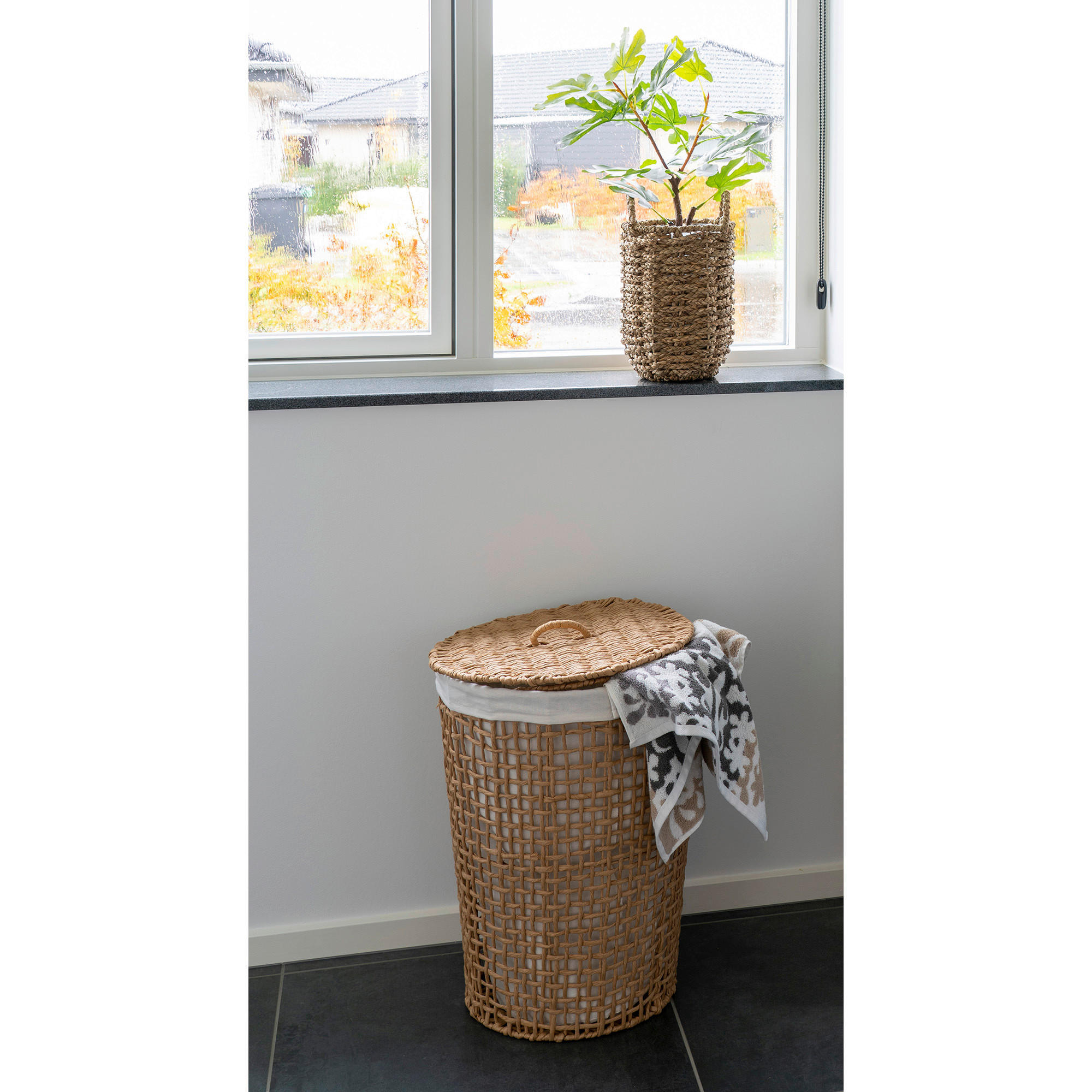 WÄSCHEKORB - Hellbraun/Weiß, Design, Papier/Kunststoff (42/56/42cm)