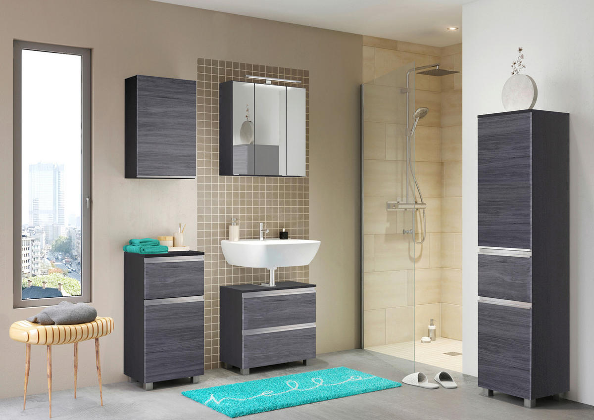 SPIEGELSCHRANK 60/64/20 cm  - Alufarben/Graphitfarben, Basics, Glas/Holzwerkstoff (60/64/20cm) - Held