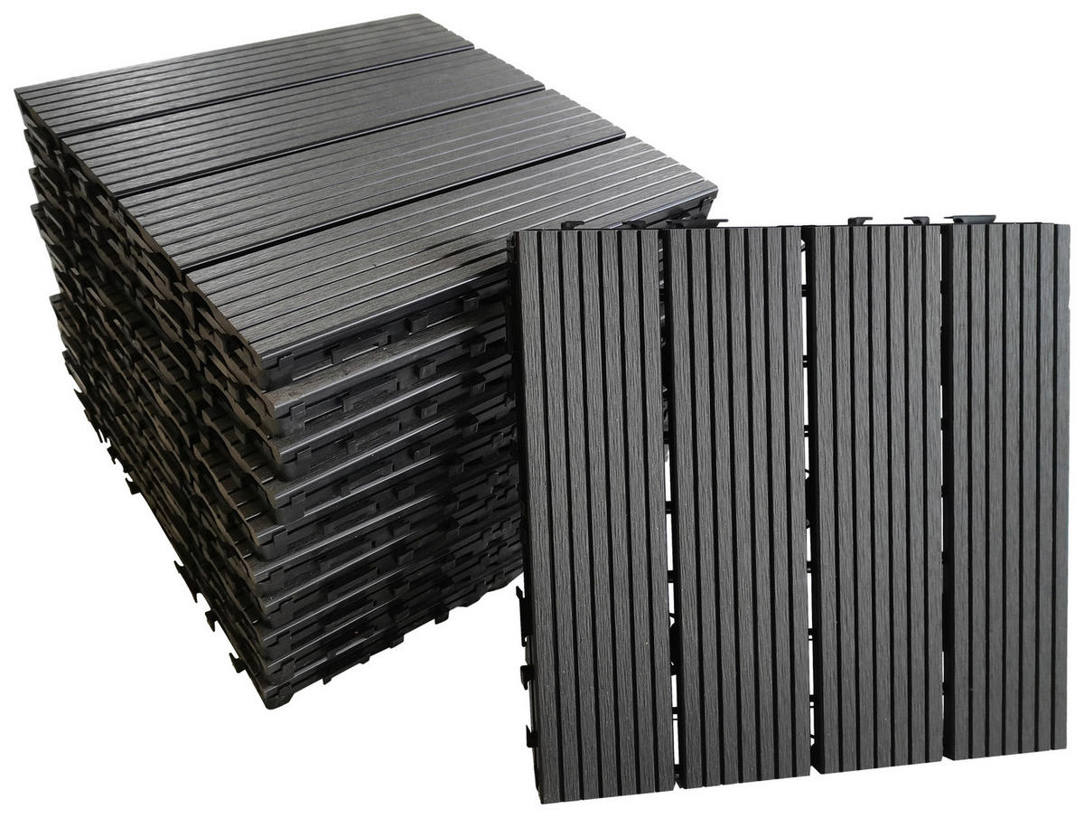 TERRASSENFLIESE WPC MAURICE 30X30CM 11-TLG.  - Anthrazit, KONVENTIONELL, Holzwerkstoff (30/30/2.4cm)