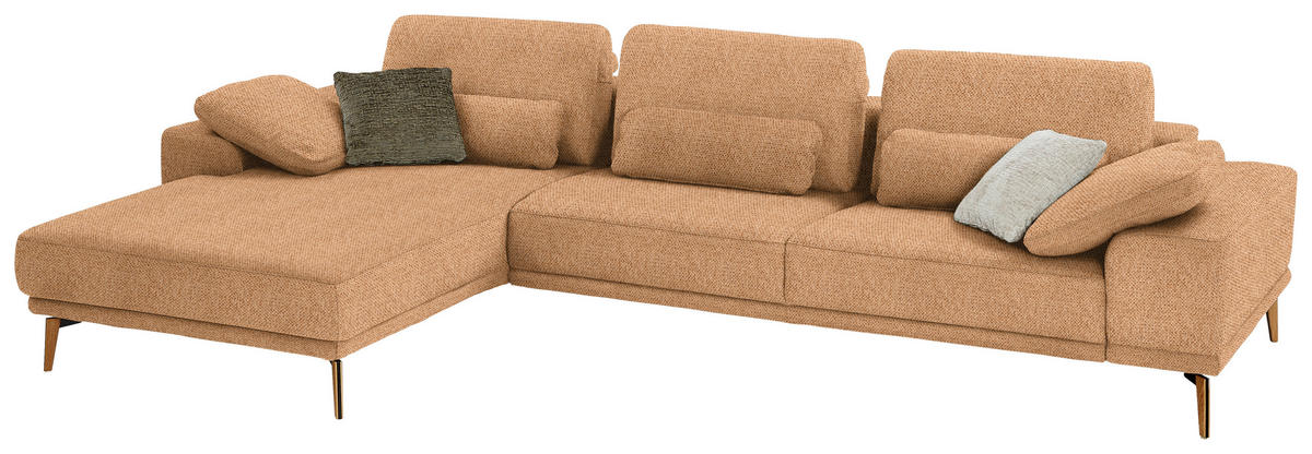 ECKSOFA in Flachgewebe Currygelb  - Wildeiche/Currygelb, Design, Holz/Textil (193/334cm) - Niels Andersson