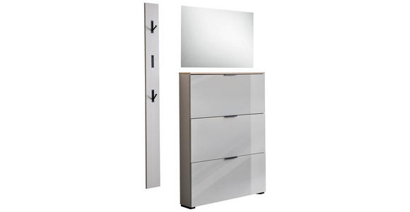 GARDEROBE 3-teilig  in 125/200/19 cm  - Kaschmir/Eichefarben, Design, Glas/Holzwerkstoff (125/200/19cm) - Voleo
