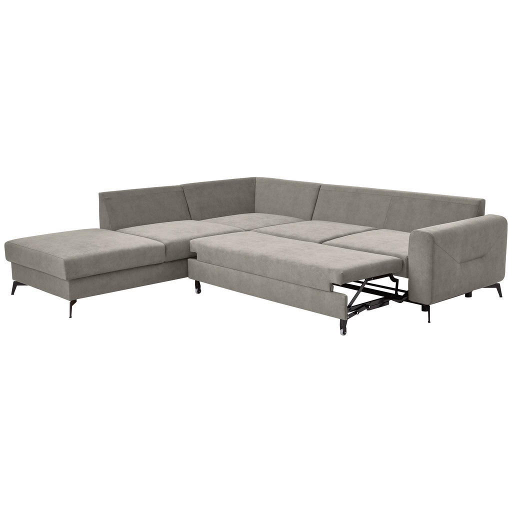 Thumbnail - Carryhome Ecksofa, Hellgrau, Textil, 5-Sitzer, Füllung: Schaumstoff, Silikon, Ottomane links, L-Form, 275x257 cm, Made i...