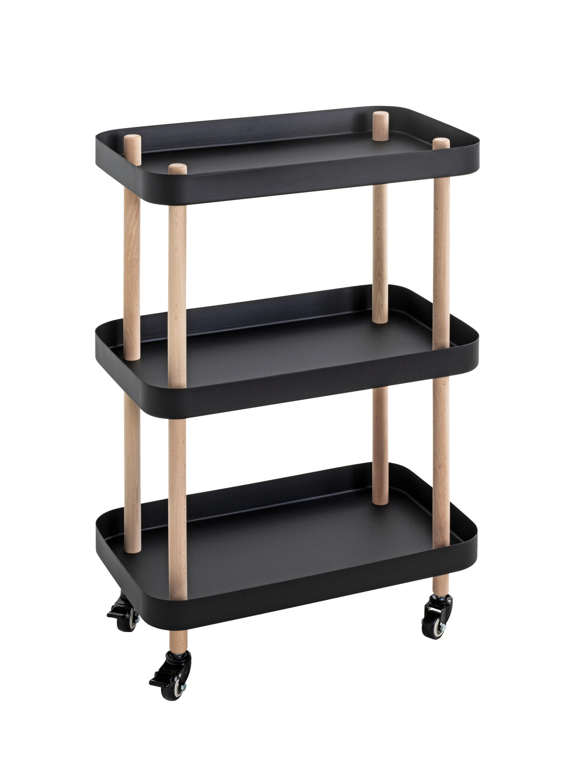 SERVÍROVACÍ VOZÍK, přírodní barvy, černá, barvy buku, 50/30/76 cm - černá/přírodní barvy, Moderní, kov/dřevo (50/30/76cm)