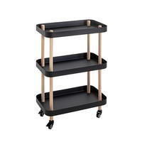 SERVÍROVACÍ VOZÍK, přírodní barvy, černá, barvy buku, 50/30/76 cm - černá/přírodní barvy, Moderní, kov/dřevo (50/30/76cm)