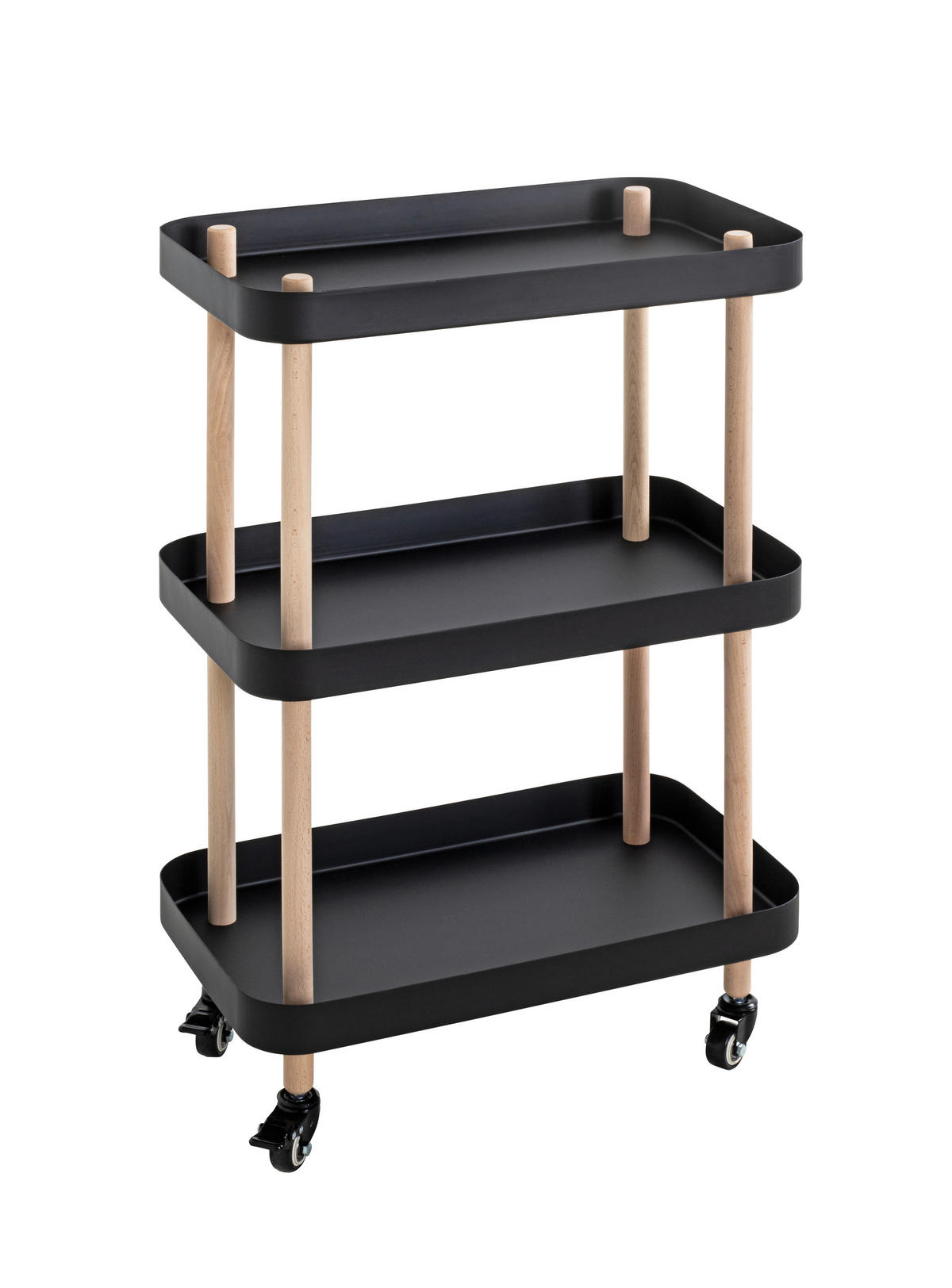 SERVÍROVACÍ VOZÍK, přírodní barvy, černá, barvy buku, 50/30/76 cm - černá/přírodní barvy, Moderní, kov/dřevo (50/30/76cm)