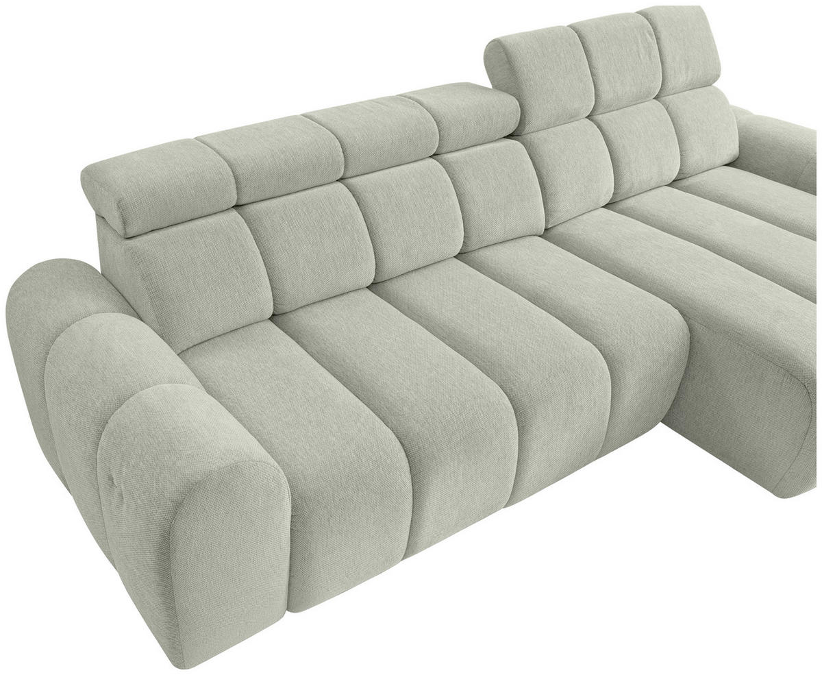 ECKSOFA Naturfarben Chenille Bettkasten, Rücken echt, Kopfteilverstellung, Sitzvorzug  - Schwarz/Naturfarben, Design, Kunststoff/Textil (290/152cm) - Stylife