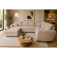 WOHNLANDSCHAFT SORINA Hellbraun Cord  - Hellbraun/Schwarz, Design, Kunststoff/Textil (157/305/202cm) - MID.YOU