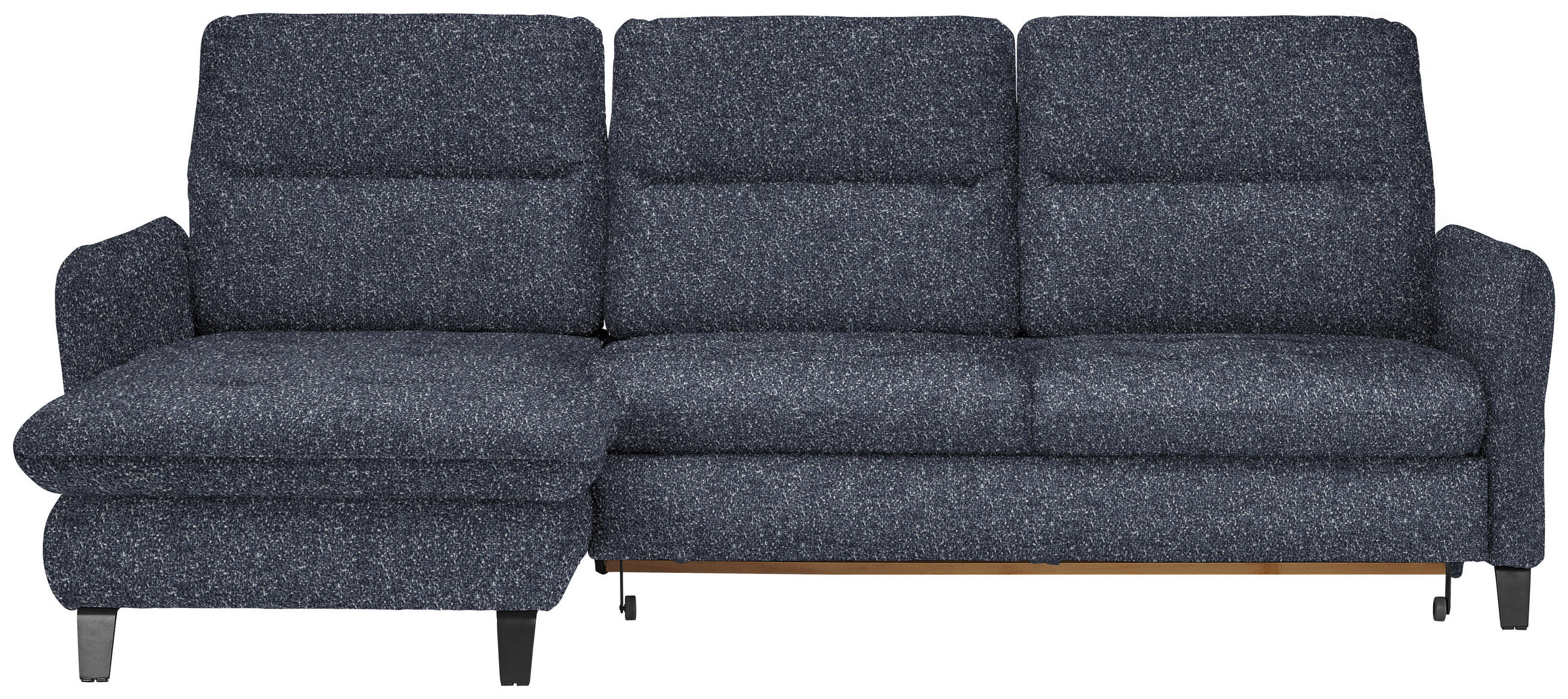 ECKSOFA Dunkelblau Plüsch  - Schwarz/Dunkelblau, KONVENTIONELL, Textil/Metall (190/254cm) - Livetastic