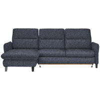 ECKSOFA Dunkelblau Plüsch  - Schwarz/Dunkelblau, KONVENTIONELL, Textil/Metall (190/254cm) - Livetastic
