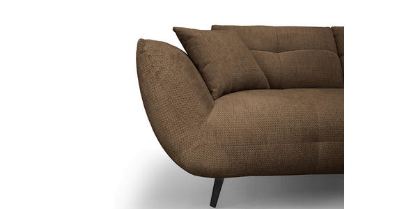 ECKSOFA Terracotta Chenille Armlehnenkissen, Rücken echt, Sitztiefenverstellung  - Terracotta/Schwarz, KONVENTIONELL, Textil/Metall (313/215cm) - Hom`in