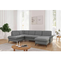 WOHNLANDSCHAFT ROCHELLE E Grau Flachgewebe  - Schwarz/Grau, KONVENTIONELL, Textil/Metall (195/314/164cm) - Sit & More