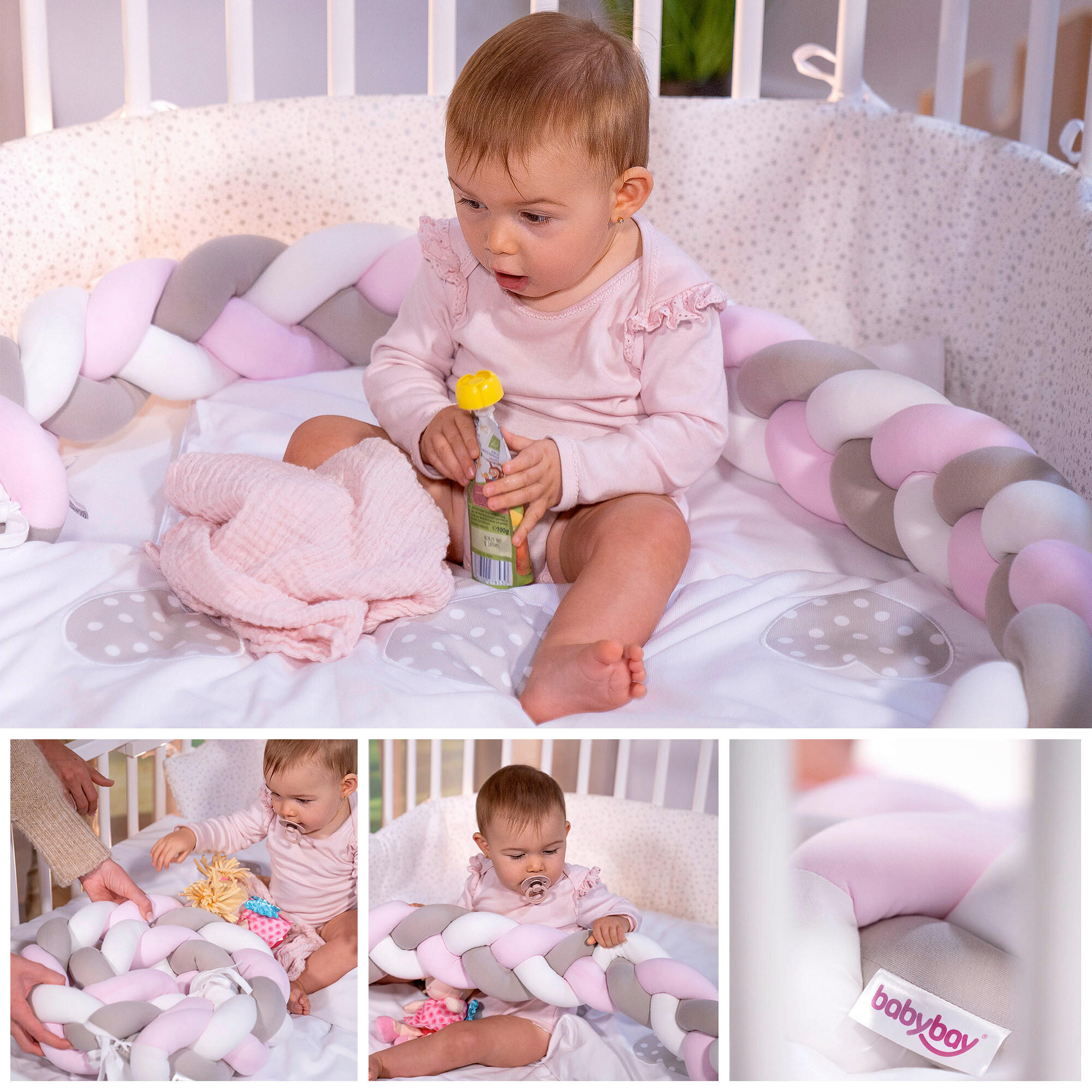 NESTCHENSCHLANGE  200/13/13 cm   - Beige/Rosa, Basics, Textil (200/13/13cm) - Babybay