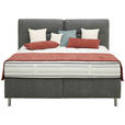 BOXSPRINGBETT 180/200 cm  in Dunkelgrau  - Dunkelgrau/Alufarben, KONVENTIONELL, Textil/Metall (180/200cm) - Dieter Knoll
