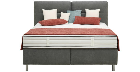 BOXSPRINGBETT 180/200 cm in Dunkelgrau - Dunkelgrau/Alufarben, KONVENTIONELL, Textil/Metall (180/200cm) - Dieter Knoll