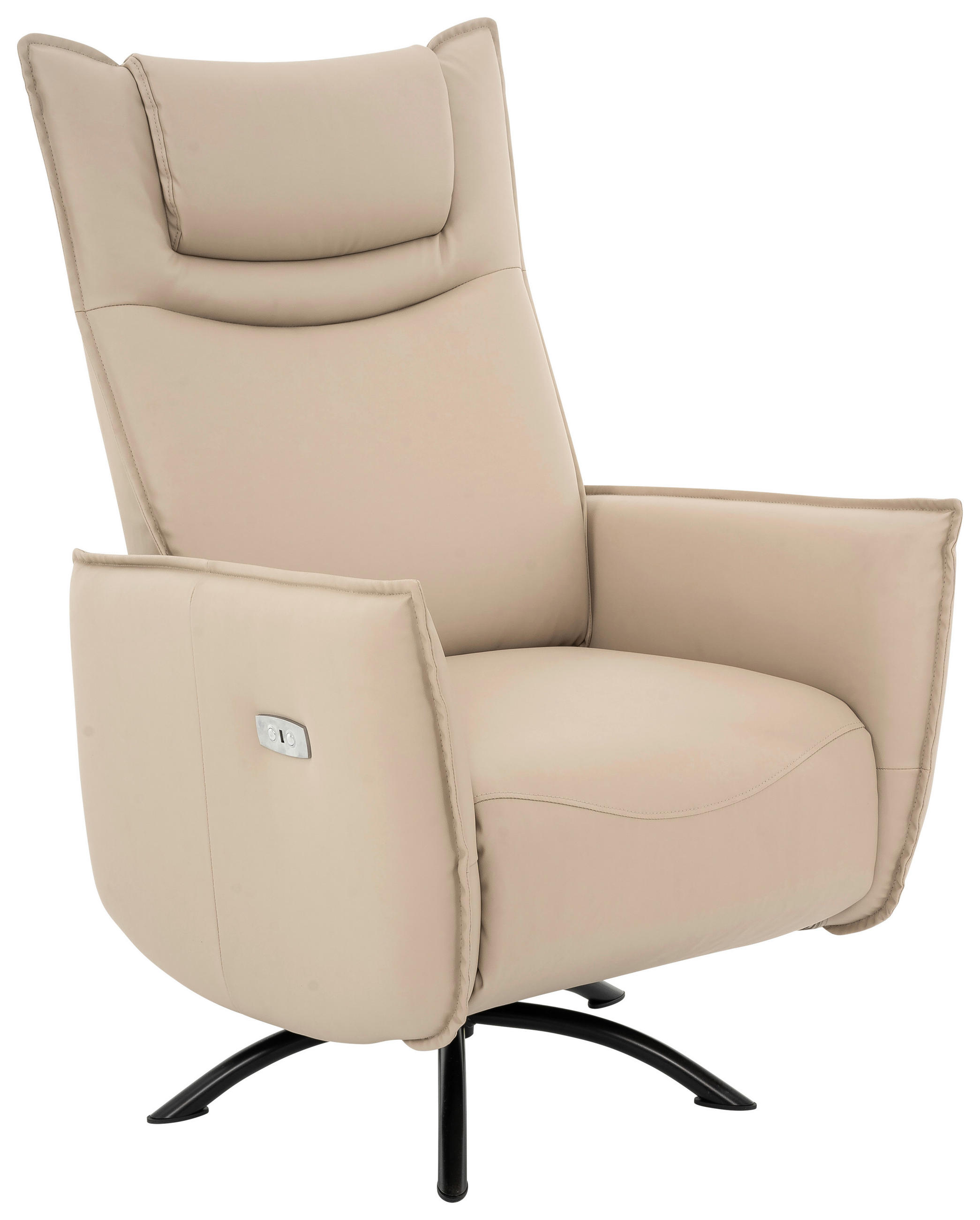 FERNSEHSESSEL  mit Lederlook Creme  - Creme/Schwarz, Design, Textil/Metall (74/80-156/116-83cm) - MID.YOU