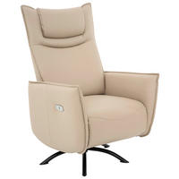 FERNSEHSESSEL  mit Lederlook Creme  - Creme/Schwarz, Design, Textil/Metall (74/80-156/116-83cm) - MID.YOU